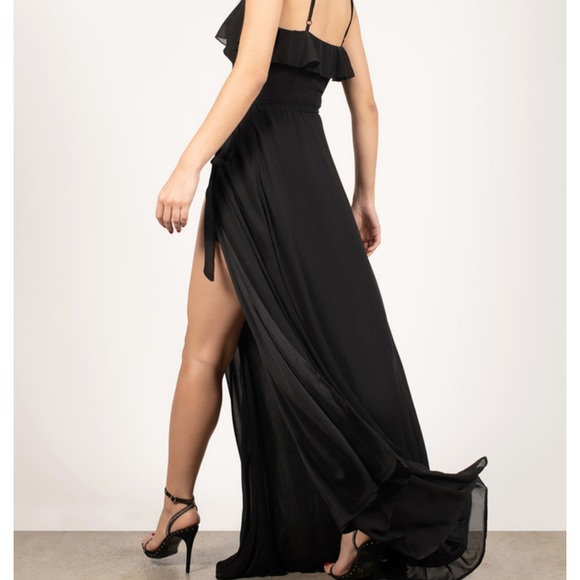 NWT TOBI KRISTEN BLACK CHIFFON WRAP MAXI DRESS SIZE XS Z540-5 - Picture 2 of 3